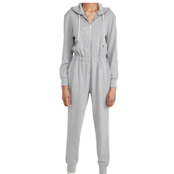 We Wore What Womens Size XS Knit Jersey Leisure Jumpsuit Heather Gray Lounge - Picture 1 of 9